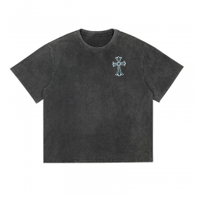 Универсальная черная футболка с группой крестов на спине