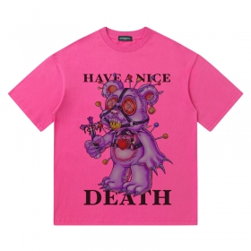 Яркая розовая с рисунком "Мишка зомби" от SUCKMY стильная футболка