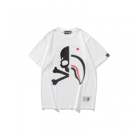 Bape Shark WGM футболка с принтом "Акула/Череп" белая из 100% хлопка