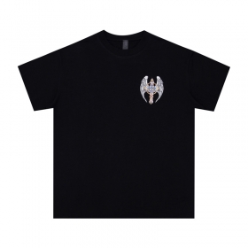 Чёрная Chrome Hearts футболка с принтом "Крест с крыльями"