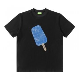 Хлопковая чёрная футболка с принтом "Синее мороженое" от MAXWDF