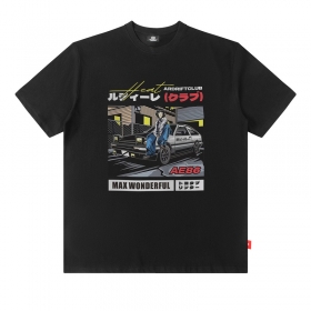 Чёрная MAXWDF с принтом "Toyota AE86" футболка свободного кроя