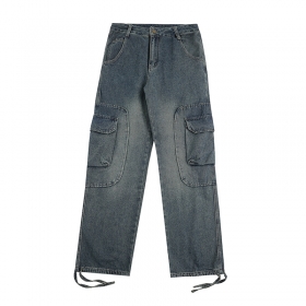 Карго джинсы YUXING синего цвета с многофункциональными карманами