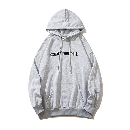 Объёмное светло-серое худи Carhartt с капюшоном на завязках