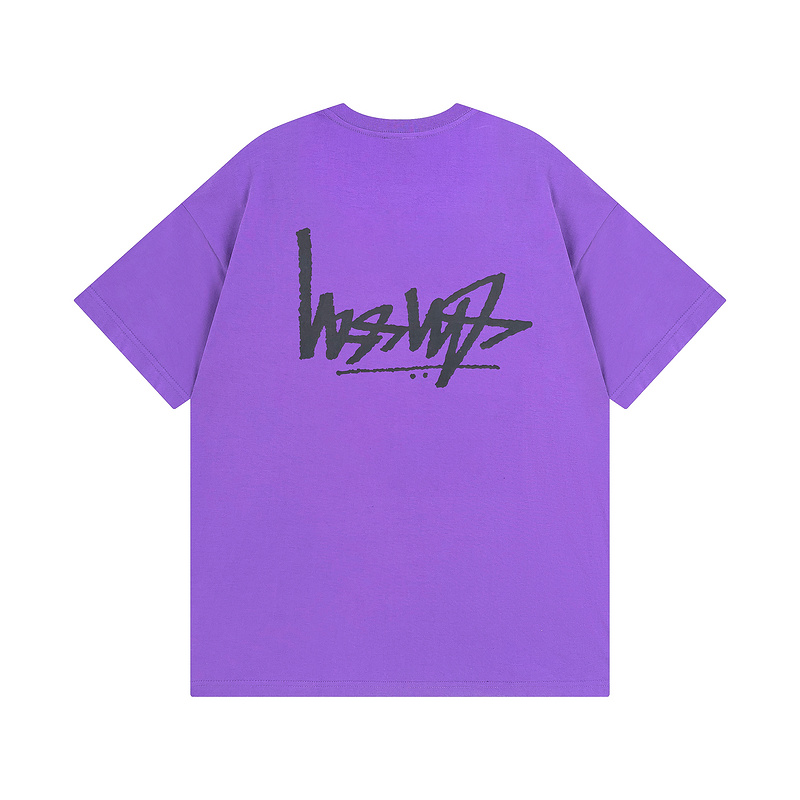 Stussy футболка фиолетового цвета с большим фирменным логотипом