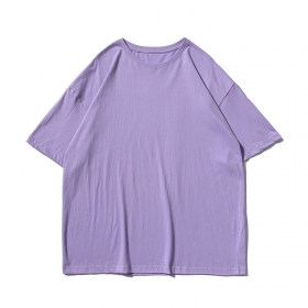 Оверсайз футболка лавандового цвета TIDE EKU из хлопковой ткани