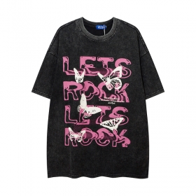Универсальная чёрная с розовым логотипом Let's Rock футболка