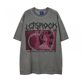 Трендовая 100% хлопковая футболка Let's Rock чёрная в стиле "Аниме"