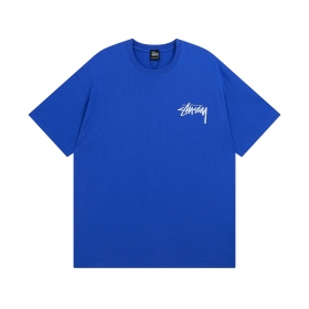 Ярко-синяя футболка Stussy с принтом в виде скейта