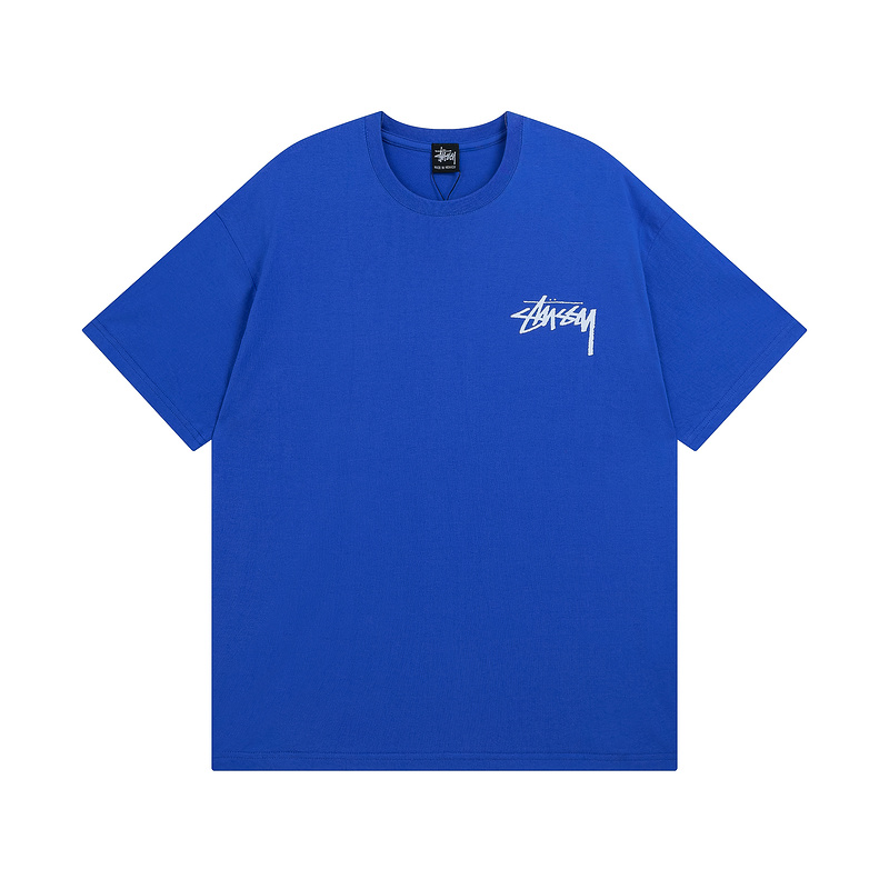 Ярко-синяя футболка Stussy с принтом в виде скейта