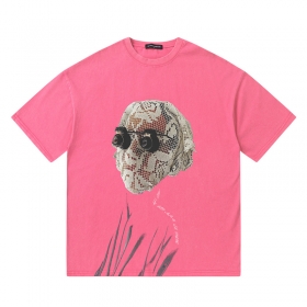 Свободного фасона со спущенными рукавами SUCKMY розовая футболка