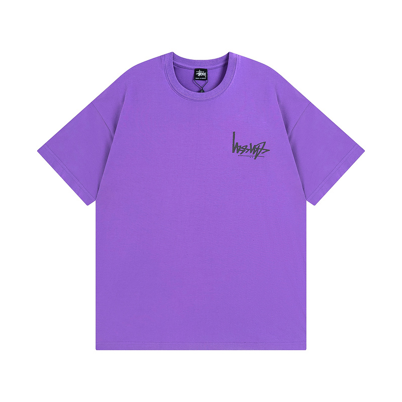 Stussy футболка фиолетового цвета с большим фирменным логотипом