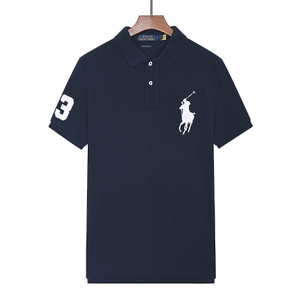 Хлопковое темно-синее поло Polo Ralph Lauren с белым лого