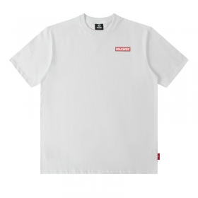 Длинная белая футболка с логотипом MAXWDF и принтом "Доллар" на спине