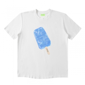Белая универсальная футболка MAXWDF с принтом на груди "Мороженое"