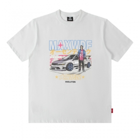 Белая MAXWDF широкого кроя футболка с принтом "Машина"
