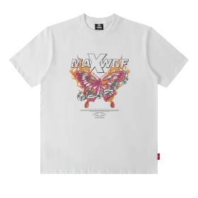 Белая с принтом "Бабочка в огне" футболка MAXWDF прямого кроя
