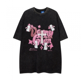Базовая чёрного-цвета футболка от бренда Let's Rock свободного кроя