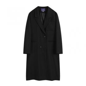 Classic черное двубортное пальто прямого кроя средней длины