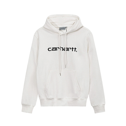 Белый худи Carhartt с чёрным логотипом на груди