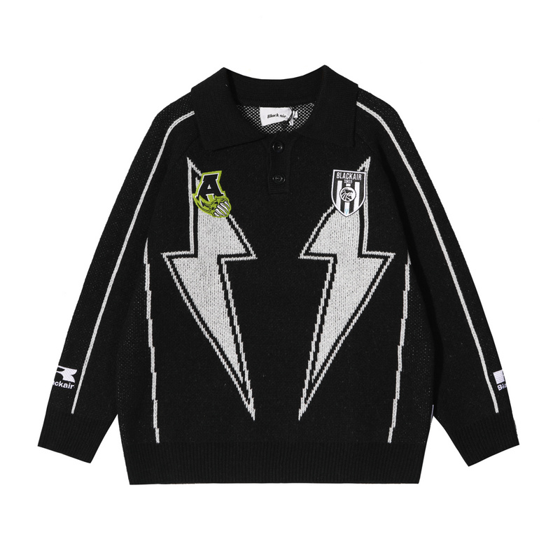 Чёрно-белый свитер Made Extreme в спортивном стиле с молниями на груди