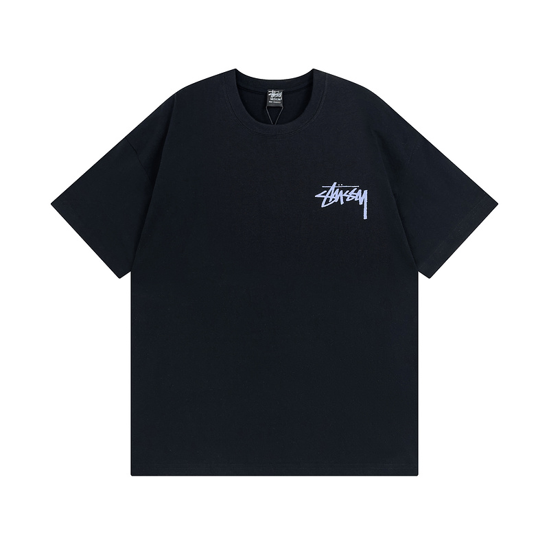 Черная футболка Stussy с брендовым текстовым принтом