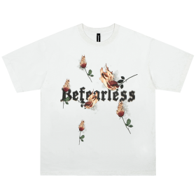 Белая качественная футболка из натурального хлопка Befearless