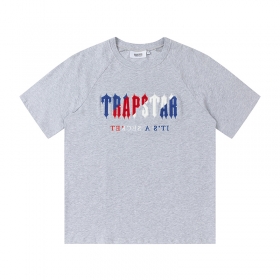 Серая футболка Trapstar с трёхцветным логотипом, прямой крой