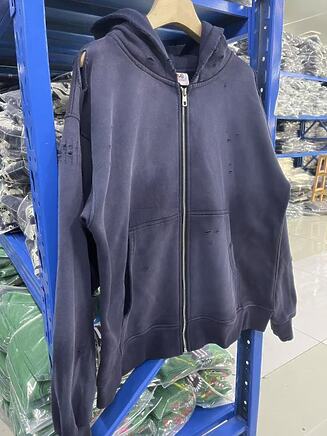 Худи Saint Michael темно-синего цвета с опущенной плечевой линией