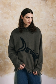 Повседневный OVDY свитер темно-серого цвета с высокой горловиной