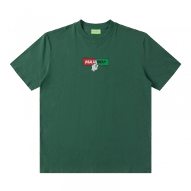 Стильная зелёная MAXWDF 100% хлопковая футболка унисекс