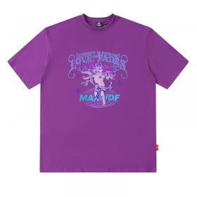Фиолетовая с принтом "Ангел" футболка MAXWDF свободного кроя
