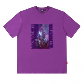 Классическая удлинённая футболка фиолетового цвета с логотипом MAXWDF