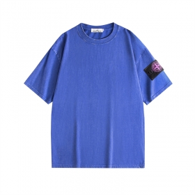 Модная STONE ISLAND футболка в синем цвете с коротким рукавом