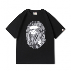Чёрно-белая футболка Bape Shark WGM с головой обезьяны спереди и сзади