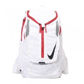Объёмный Nike белый рюкзак с красными вставками и тройной молнией