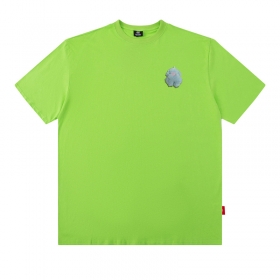 Повседневная футболка салатового цвета с огненным принтом от MAXWDF
