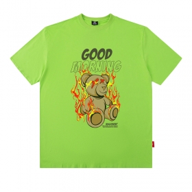 Салатовая с принтом "Огненный мишка" от MAXWDF футболка