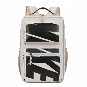 Бежевый рюкзак с надписью Nike с наружным карманом на молнии