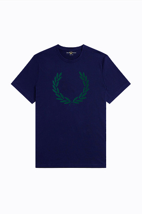 Однотонная в темно-синем цвете футболка FRED PERRY