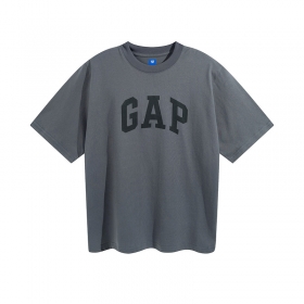 Мягкая серо-синяя YEEZY Gap Balenciaga футболка с принтом