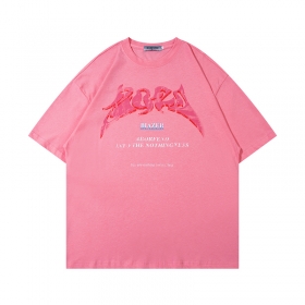 Розовая оверсайз футболка BF. BORFEND с надписью по центру груди