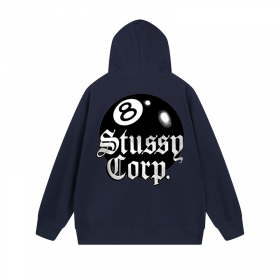 Универсальное от бренда Stussy с рисунком зип худи темно-синее