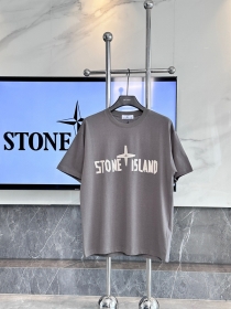 Брендовая в сером цвете футболка из хлопка STONE ISLAND