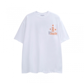 Модная белая футболка RHUDE с логотипом и ярким рисунком