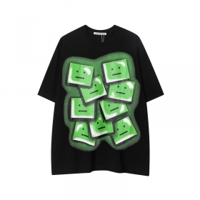 Черная базовая футболка Acne Studios с большим зеленым принтом
