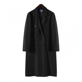 Чёрное двубортное пальто Classic свободного кроя на пуговицах
