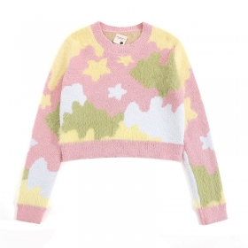 Оригинальный укороченный свитер в розовом цвете THE UNAVOWED