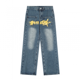 Knock Knock синие качественные джинсы с надписью "porn star"