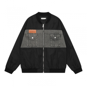 Трендовая чёрная куртка-бомбер Ken Vibe с джинсовыми карманами